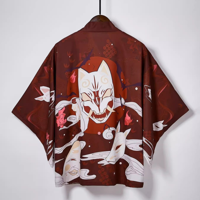 Jauna, pārrobežu stila Fox sērijas kimono 3D drukāta, brīvi pieguļoša apmetņa pidžama, kas piemērota vairākiem gadalaikiem