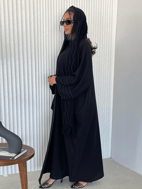 LN084 2024. őszi arab dubai török abaya gyönyörű hímzett hímzett kabát turbánnal két darab