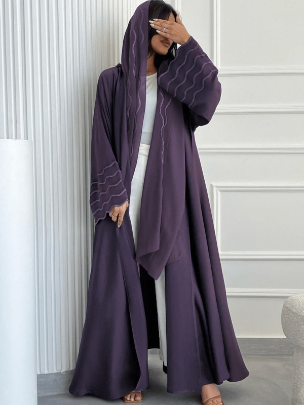 LN084 2024. őszi arab dubai török abaya gyönyörű hímzett hímzett kabát turbánnal két darab