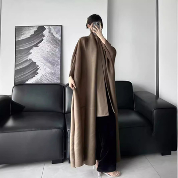 Γυναικείο παλτό με πτυχώσεις για το φθινόπωρο και τον χειμώνα του 2024, νέο παλτό από την Ευρώπη και τις Ηνωμένες Πολιτείες, διασυνοριακή μόδα, all-match επιμήκης καμπαρντίνα