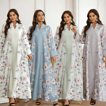 ZD031 Közel-keleti, szaúdi és határ menti muszlim női virágmintás, gyöngyös arab abaja ruha