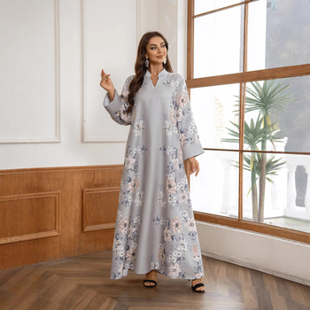 ZD031 Közel-keleti, szaúdi és határ menti muszlim női virágmintás, gyöngyös arab abaja ruha