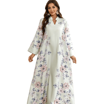 ZD031 Közel-keleti, szaúdi és határ menti muszlim női virágmintás, gyöngyös arab abaja ruha