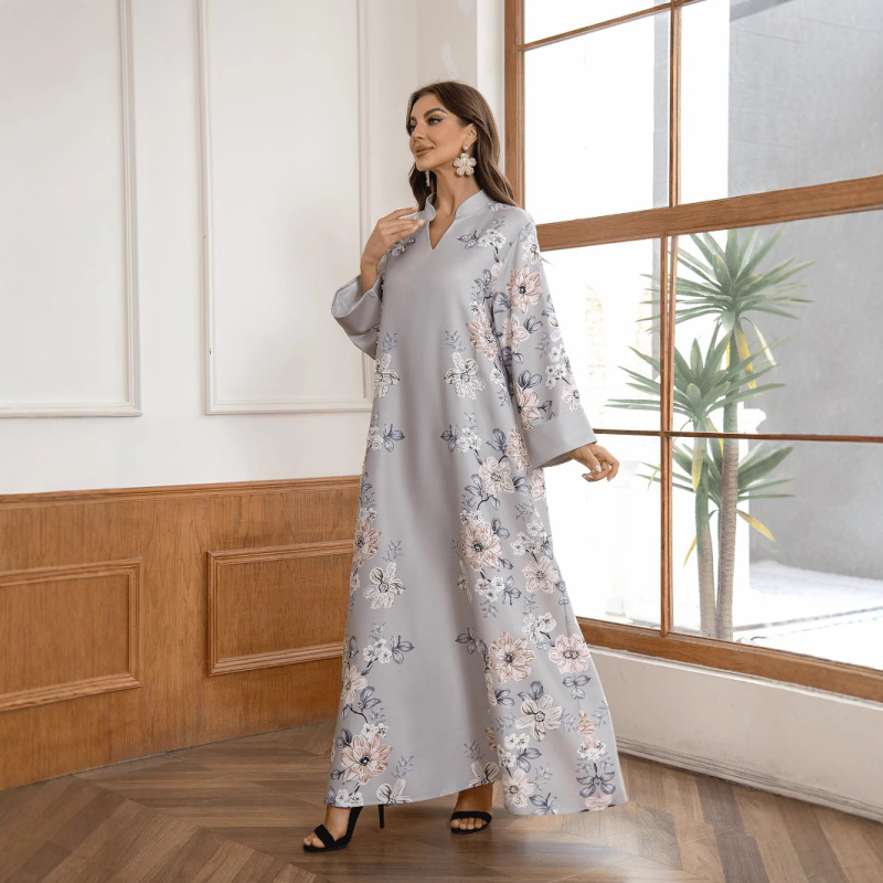 ZD031 Közel-keleti, szaúdi és határ menti muszlim női virágmintás, gyöngyös arab abaja ruha