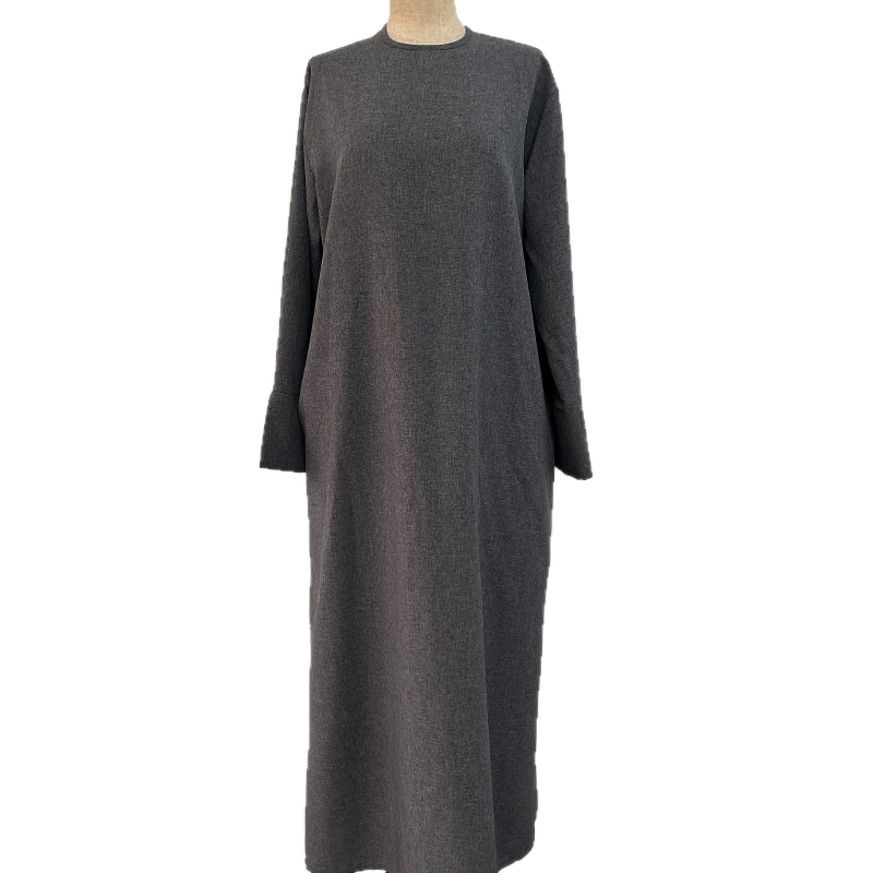 Izravna opskrba tvornice Iduo preko granice Nova ležerna malajska haljina s okruglim izrezom i manžetama, haljina s rascjepom 24715