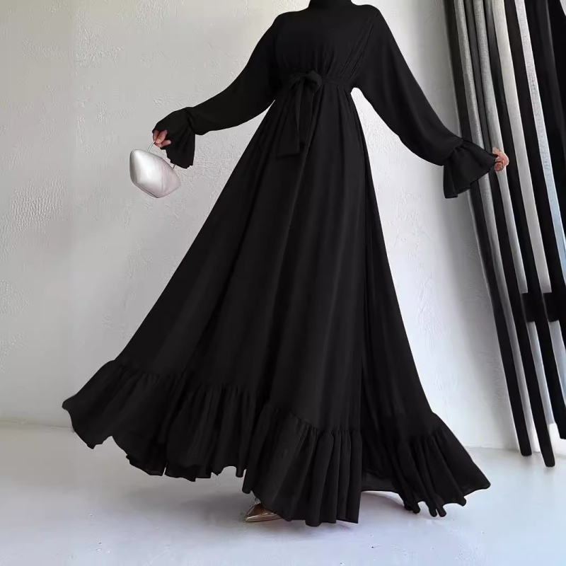 M2698 Amazon Žene Bliskog istoka Muslimanska Nova šifonska jednobojna dugačka remenska modna elegantna haljina