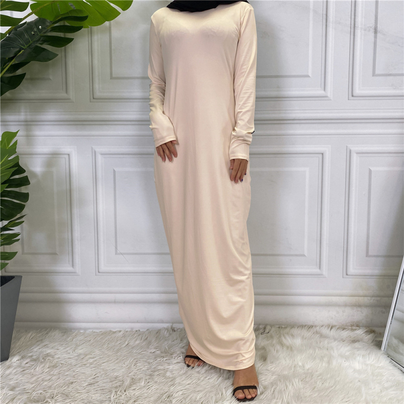Tuvo Austrumu Dubaijas karsti pārdota tīras krāsas garām piedurknēm kleita sieviešu eksporta apakšdaļas krekls 6435
