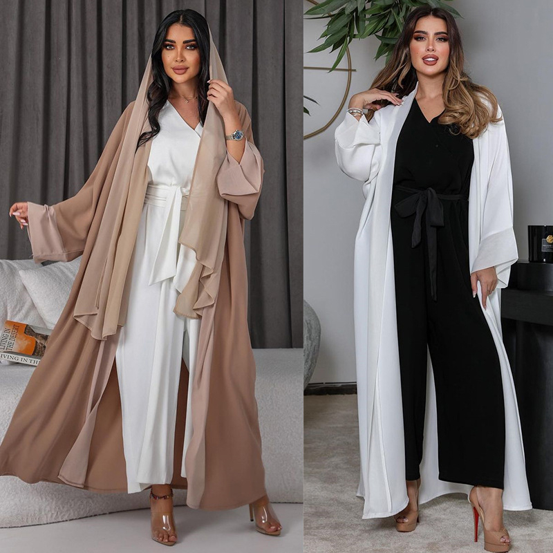 MQ064 musulmaņu modes kardiganu mēteļa šūšana šifona pārrobežu ārējā tirdzniecība Amazon Lady Arab abaja