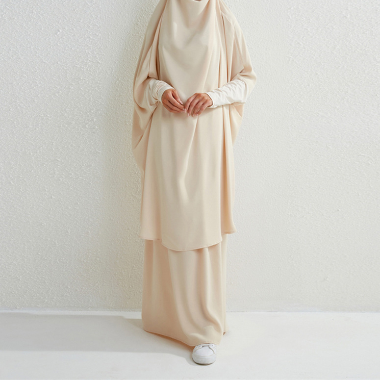 Transfrontaliere femei Orientul Mijlociu Dubai modă mărime mare costum din două piese costum arab halat set culoare solidă fustă cu mânecă lungă