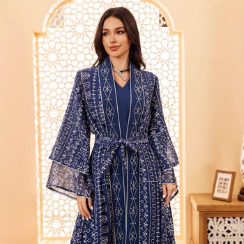 AB445 Μουσουλμανική ρόμπα Μέσης Ανατολής με κέντημα από πλέγμα, φόρεμα μόδας από το Ντουμπάι στη Σαουδική Αραβία