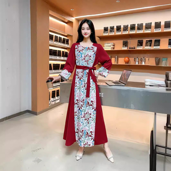 Rochie de mireasă cu imprimeu floral, stil francez, pentru femei, primăvara și vara 2024, cu decolteu în V, slim fit, în linie A