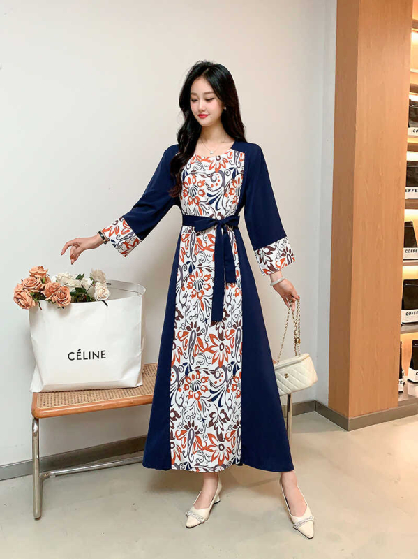 Rochie de mireasă cu imprimeu floral, stil francez, pentru femei, primăvara și vara 2024, cu decolteu în V, slim fit, în linie A