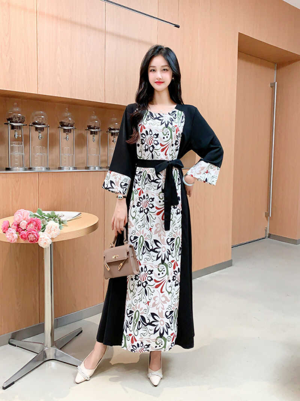 Rochie de mireasă cu imprimeu floral, stil francez, pentru femei, primăvara și vara 2024, cu decolteu în V, slim fit, în linie A