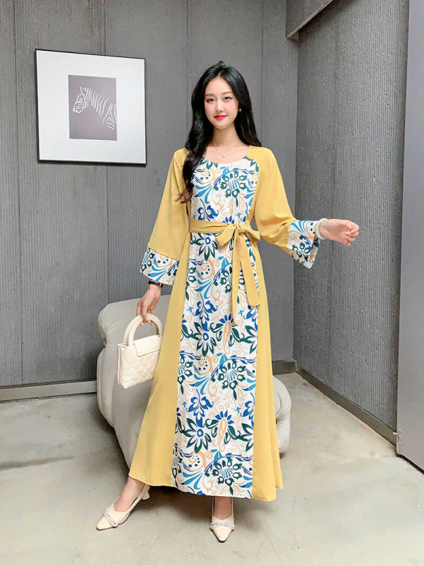 Rochie de mireasă cu imprimeu floral, stil francez, pentru femei, primăvara și vara 2024, cu decolteu în V, slim fit, în linie A