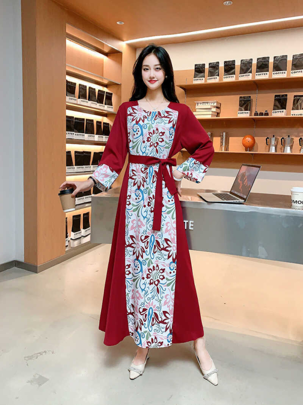 Rochie de mireasă cu imprimeu floral, stil francez, pentru femei, primăvara și vara 2024, cu decolteu în V, slim fit, în linie A