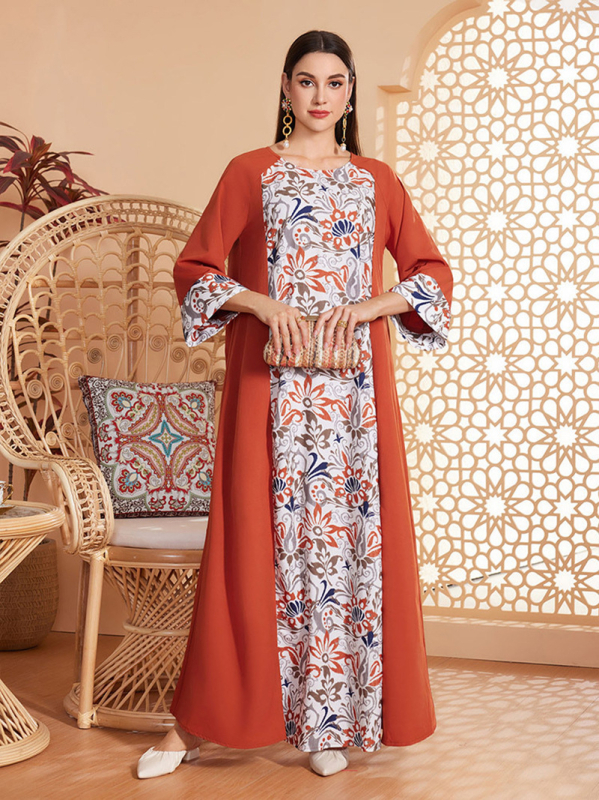 Rochie de mireasă cu imprimeu floral, stil francez, pentru femei, primăvara și vara 2024, cu decolteu în V, slim fit, în linie A