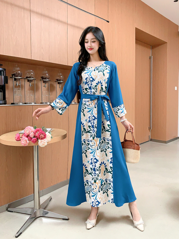 Rochie de mireasă cu imprimeu floral, stil francez, pentru femei, primăvara și vara 2024, cu decolteu în V, slim fit, în linie A