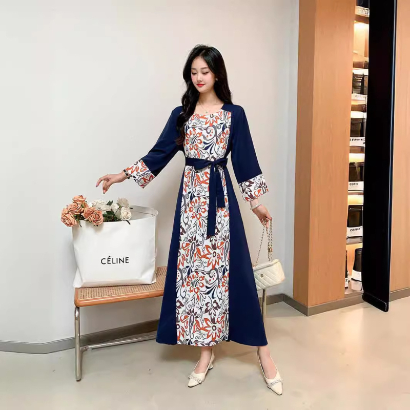 Rochie de mireasă cu imprimeu floral, stil francez, pentru femei, primăvara și vara 2024, cu decolteu în V, slim fit, în linie A