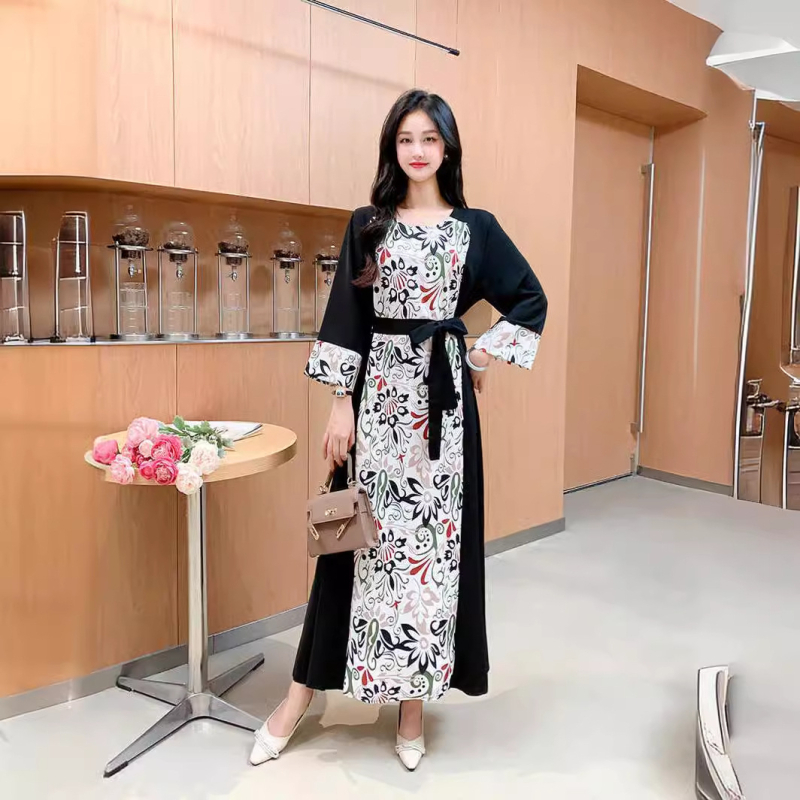 Rochie de mireasă cu imprimeu floral, stil francez, pentru femei, primăvara și vara 2024, cu decolteu în V, slim fit, în linie A