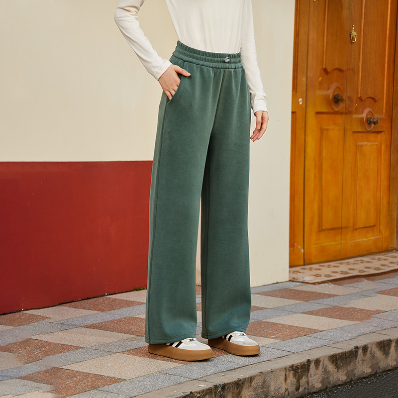 Moteriškos sportinės kelnės „Lanjing“ modalinės pavasario ir rudens korėjietiško stiliaus liekninančios kelnės, kūno jausmą primenančios, tuščiavidurės, šiltos, šilumą kaupiančios plačios kelnės.