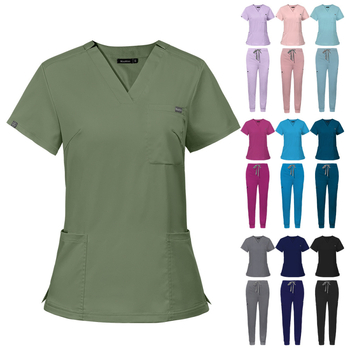 Kvaliteetsed Euroopa ja Ameerika populaarsed arstide, õdede, haiglate, ilusalongide, vastuvõtu tööriiete komplektid, ühevärviline, okassõnad