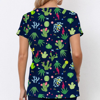 Käsitsipesetavad riided Lühikeste varrukatega trükitud stiilis arstiõe kirurgiline kleit Meeste ja naiste suvine lühikeste varrukatega elastne kiiresti kuivav õe kleit