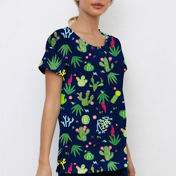 Käsitsipesetavad riided Lühikeste varrukatega trükitud stiilis arstiõe kirurgiline kleit Meeste ja naiste suvine lühikeste varrukatega elastne kiiresti kuivav õe kleit