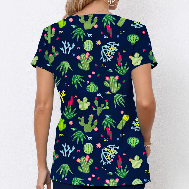 Käsitsipesetavad riided Lühikeste varrukatega trükitud stiilis arstiõe kirurgiline kleit Meeste ja naiste suvine lühikeste varrukatega elastne kiiresti kuivav õe kleit