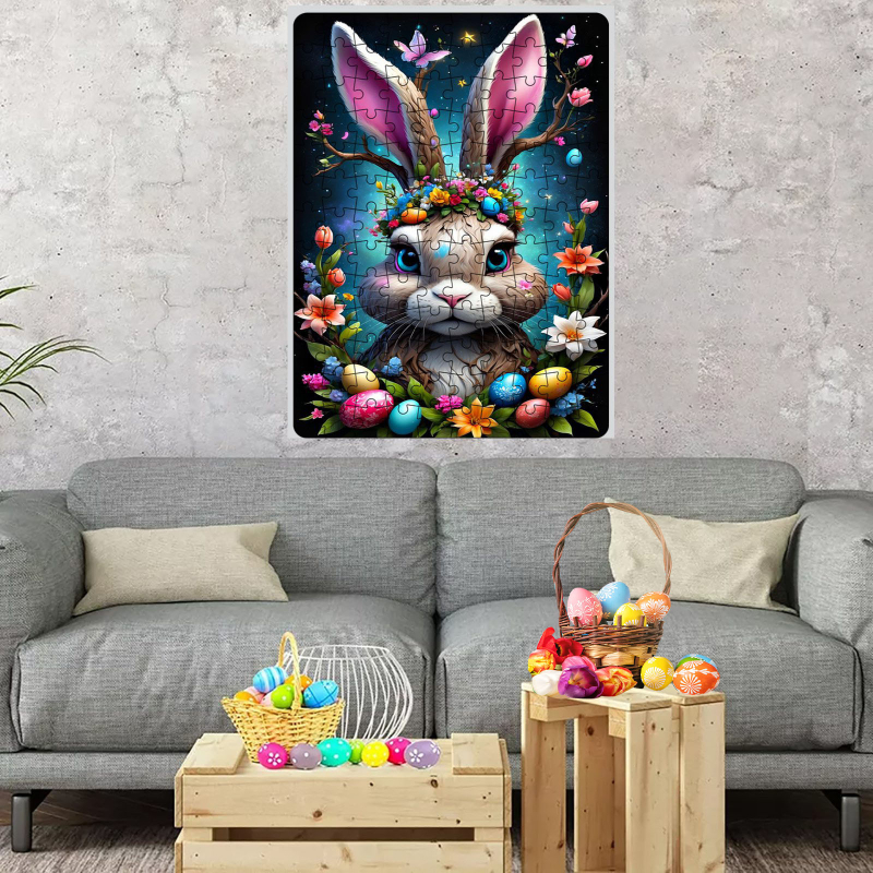 Velykų dėlionė kryžminė sienelė Mielas zuikutis Nuotraukų dėlionė Namų dekoravimo dėlionė Kabantis paveikslas