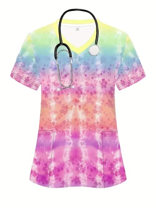 Vanjska trgovina prekogranična vruća prodaja 3D digitalni tisak ženske široke majice s V-izrezom i kratkim rukavima, ramenima, Joker s dvostrukim džepom, odjeća za njegu