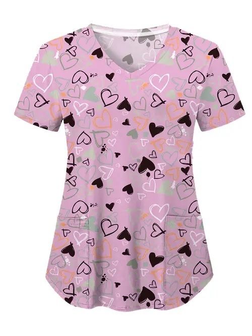 Vanjska trgovina prekogranična vruća prodaja 3D digitalni tisak ženske široke majice s V-izrezom i kratkim rukavima, ramenima, Joker s dvostrukim džepom, odjeća za njegu