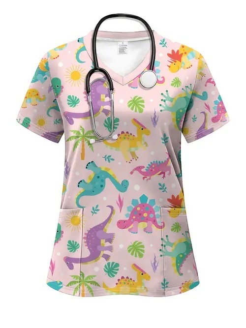 Vanjska trgovina prekogranična vruća prodaja 3D digitalni tisak ženske široke majice s V-izrezom i kratkim rukavima, ramenima, Joker s dvostrukim džepom, odjeća za njegu