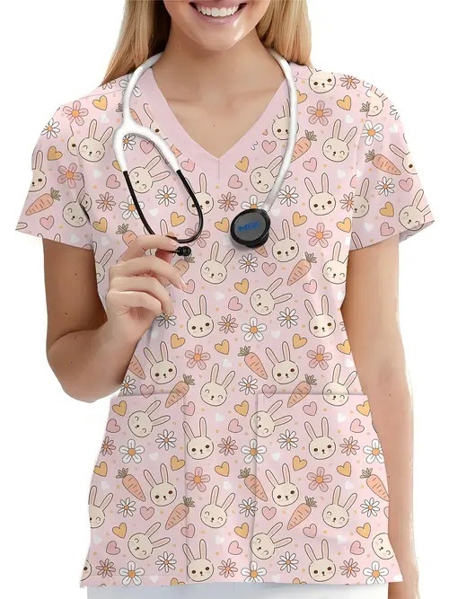 Vanjska trgovina prekogranična vruća prodaja 3D digitalni tisak ženske široke majice s V-izrezom i kratkim rukavima, ramenima, Joker s dvostrukim džepom, odjeća za njegu