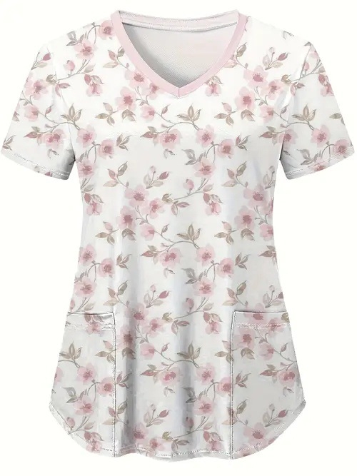 Vanjska trgovina prekogranična vruća prodaja 3D digitalni tisak ženske široke majice s V-izrezom i kratkim rukavima, ramenima, Joker s dvostrukim džepom, odjeća za njegu