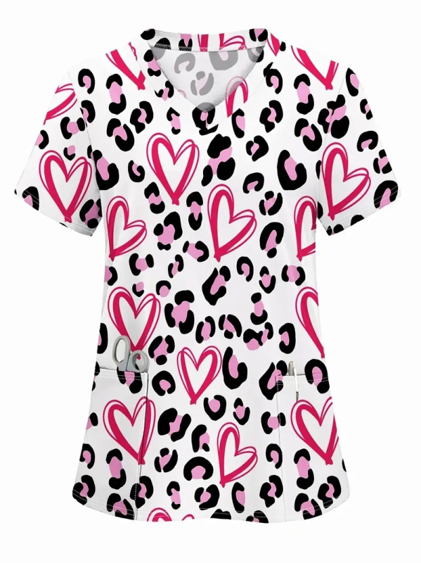 Vanjska trgovina prekogranična vruća prodaja 3D digitalni tisak ženske široke majice s V-izrezom i kratkim rukavima, ramenima, Joker s dvostrukim džepom, odjeća za njegu