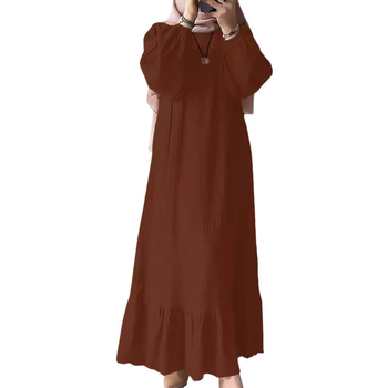 2024 rochie musulmană pentru femei, primăvara și toamna, la modă nouă, cu mâneci bufante, tiv cu volane