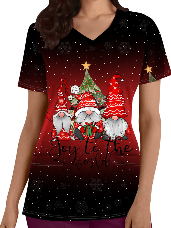 Xiyin TEMU Comerț exterior Diverse imagini Drăguț submarin Animal Imprimat 3D V-Neck mânecă scurtă Top haine de asistente medicale