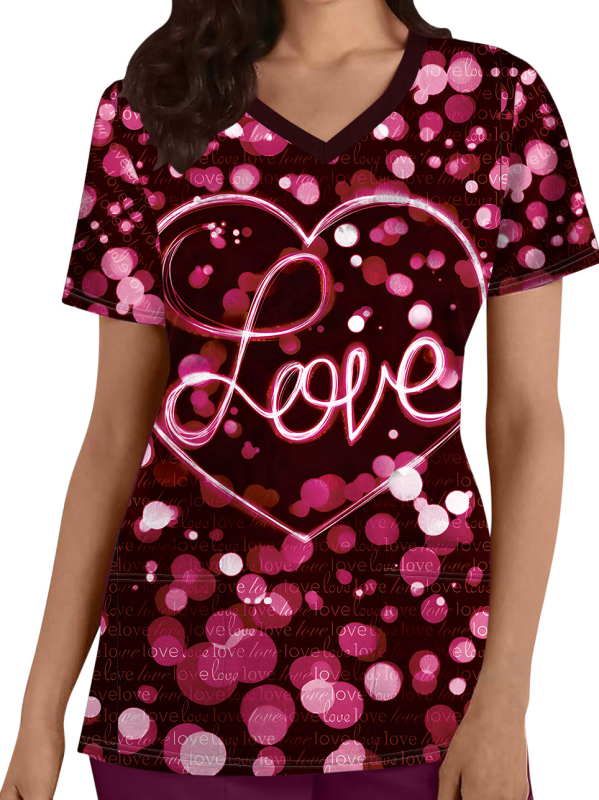 Xiyin TEMU Comerț exterior Diverse imagini Drăguț submarin Animal Imprimat 3D V-Neck mânecă scurtă Top haine de asistente medicale