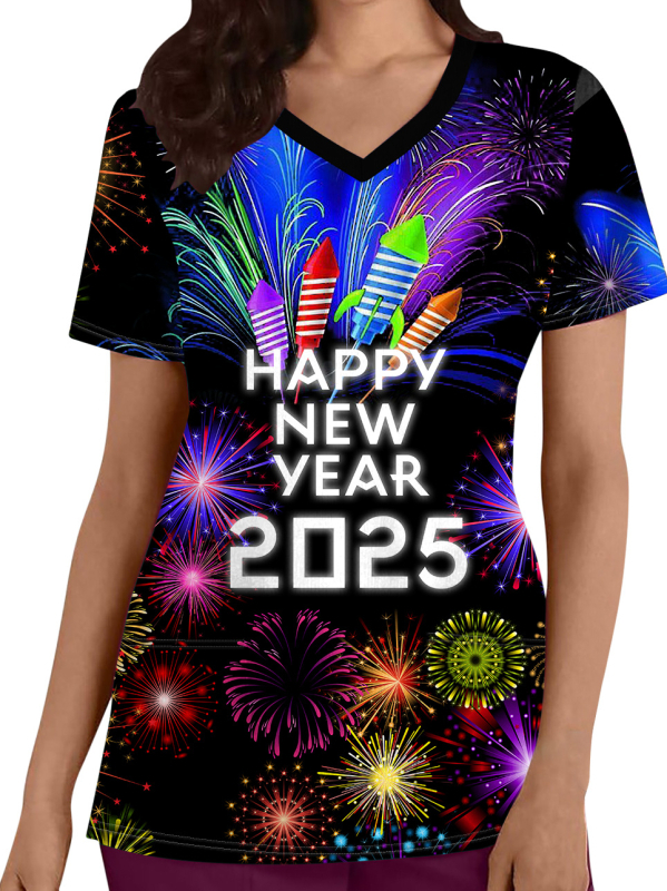 Xiyin TEMU Comerț exterior Diverse imagini Drăguț submarin Animal Imprimat 3D V-Neck mânecă scurtă Top haine de asistente medicale