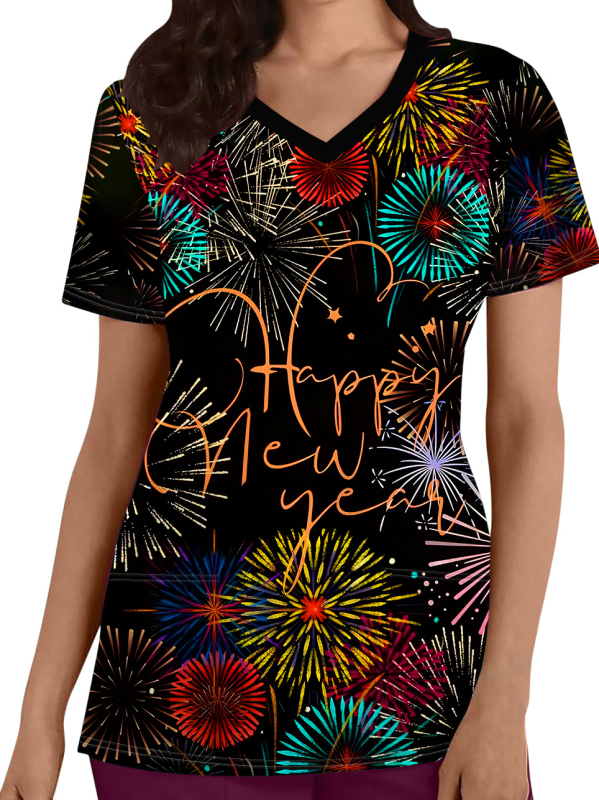 Xiyin TEMU Comerț exterior Diverse imagini Drăguț submarin Animal Imprimat 3D V-Neck mânecă scurtă Top haine de asistente medicale