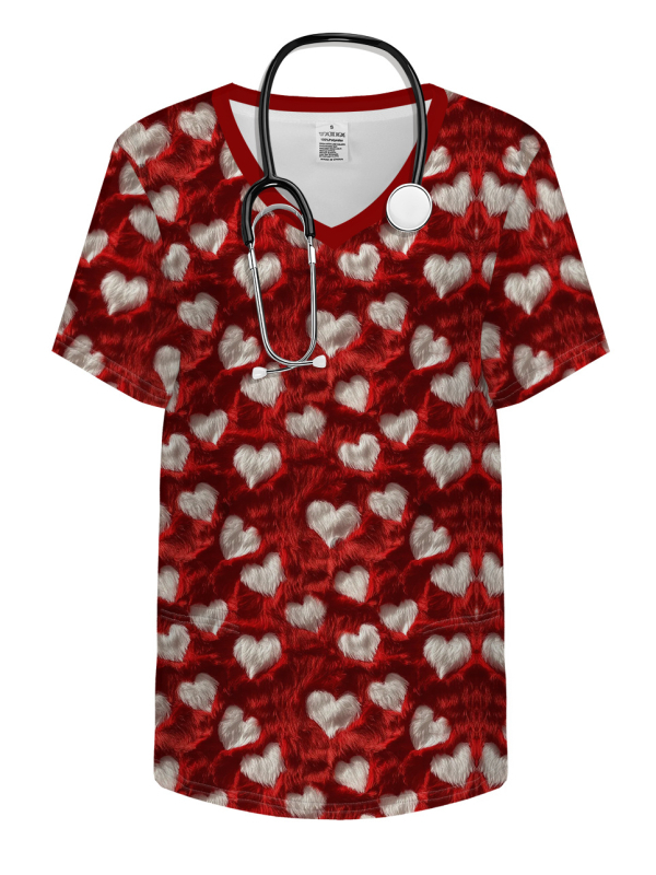 Xiyin TEMU Comerț exterior Diverse imagini Drăguț submarin Animal Imprimat 3D V-Neck mânecă scurtă Top haine de asistente medicale