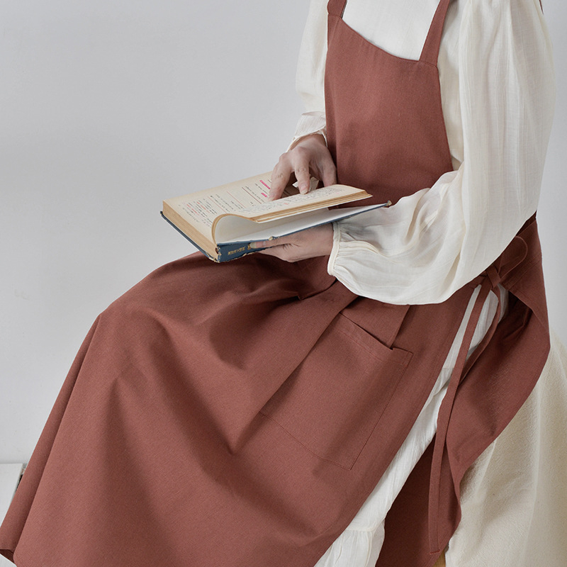 Väliskaubanduse piiriülene puuvillane veekindel Korea ühevärviline reguleeritav pikendatud köögipõll puuvillast ja linasest rinnatüki tehase hulgimüük