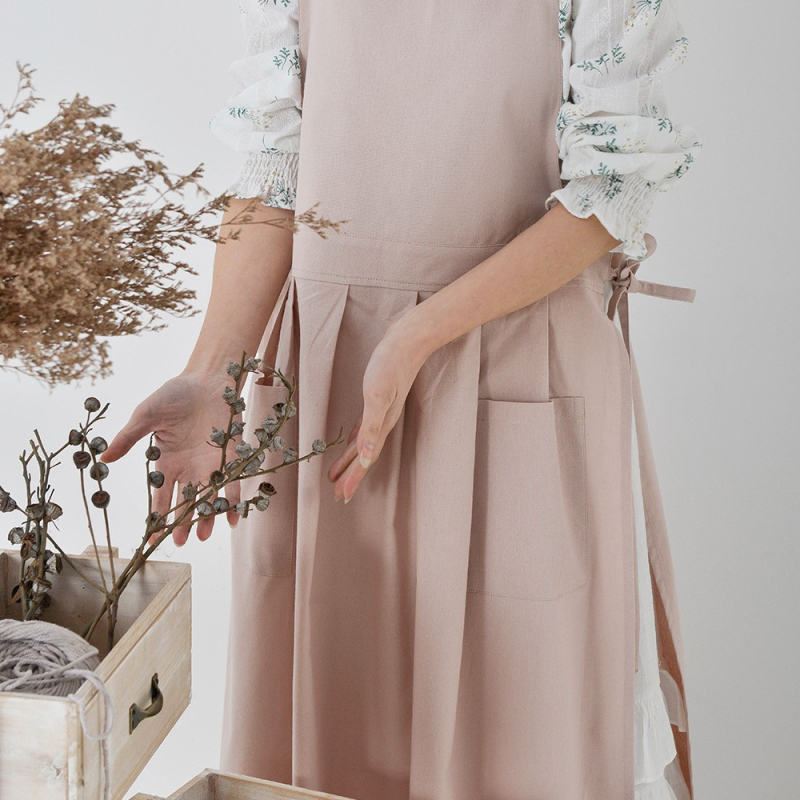 Väliskaubanduse piiriülene puuvillane veekindel Korea ühevärviline reguleeritav pikendatud köögipõll puuvillast ja linasest rinnatüki tehase hulgimüük