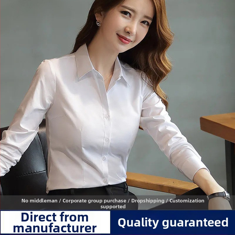 Új női ingek, professzionális, üzleti, munkaruházat, hosszú ujjú, vasalást nem igénylő pamut ingek, ingezéshez, interjúra, alkalmi felsők, őszi viselet