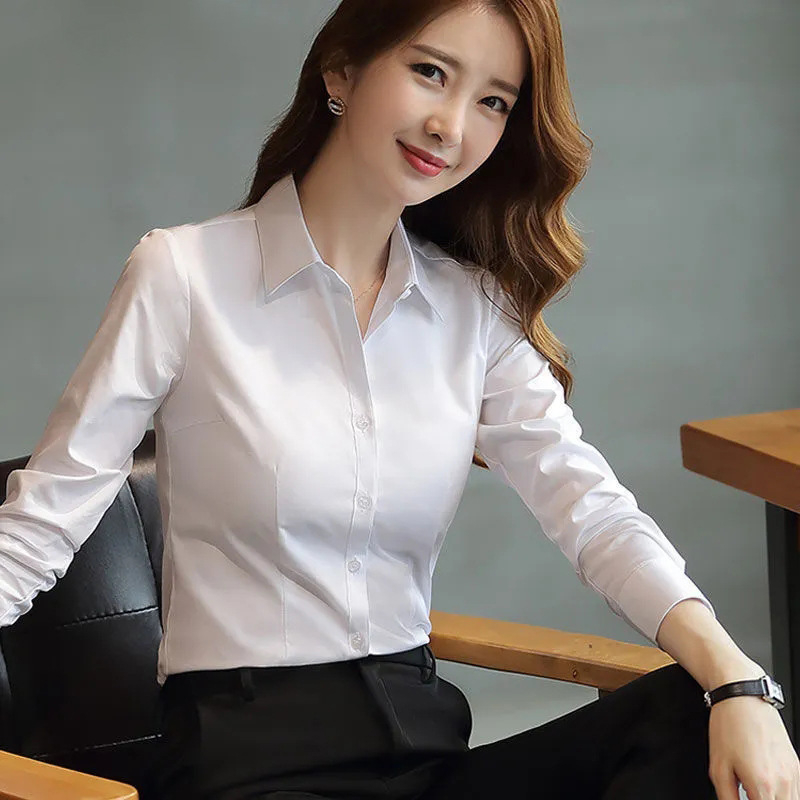 Új női ingek, professzionális, üzleti, munkaruházat, hosszú ujjú, vasalást nem igénylő pamut ingek, ingezéshez, interjúra, alkalmi felsők, őszi viselet