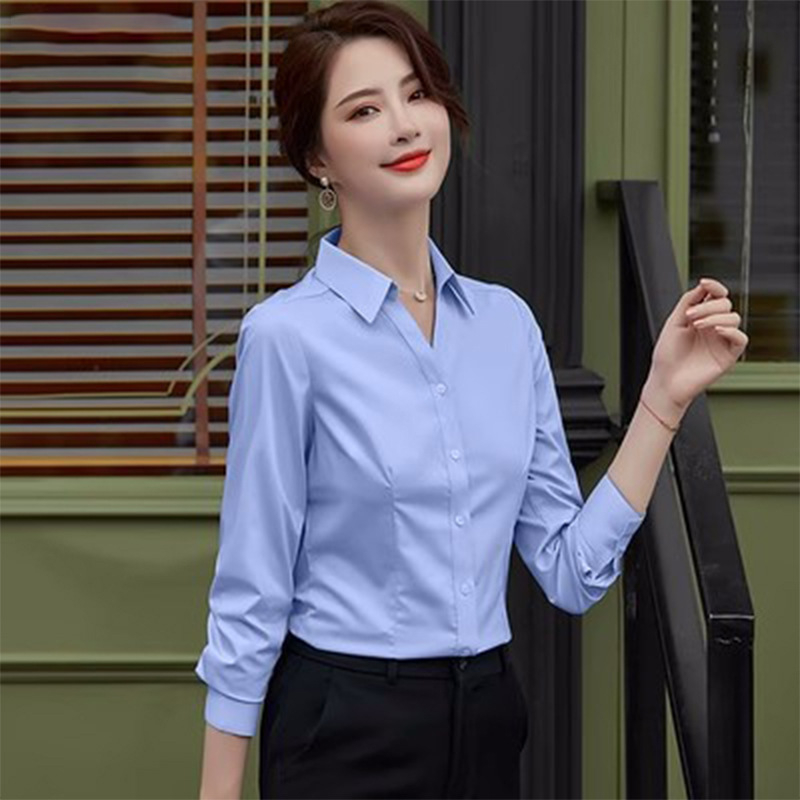Új női ingek, professzionális, üzleti, munkaruházat, hosszú ujjú, vasalást nem igénylő pamut ingek, ingezéshez, interjúra, alkalmi felsők, őszi viselet