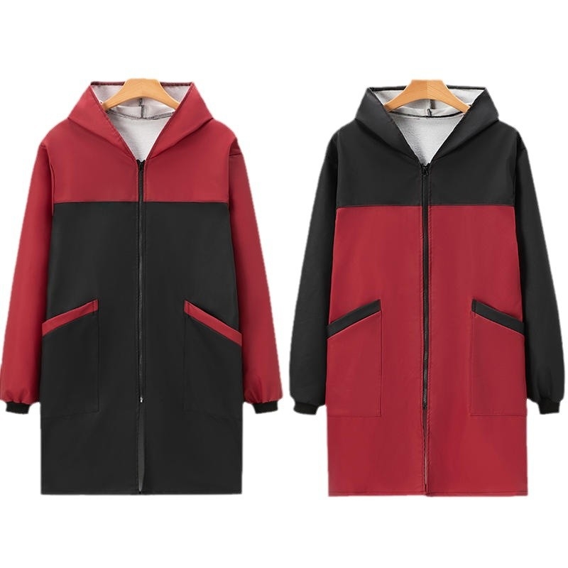 Naiste köögipõll, koduriietus, talvine fliisvoodriga, paksendatud, kulumiskindel, toiduvalmistamise ja tööriietus, õlikindel ja veekindel köögipõll