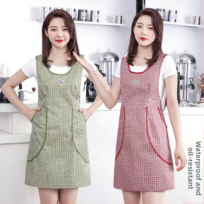 Жилетка в стил жилетка, нова престилка за кухня, водоустойчива и маслоустойчива работна рокля, кетъринг, жени в корейски стил, красива талия