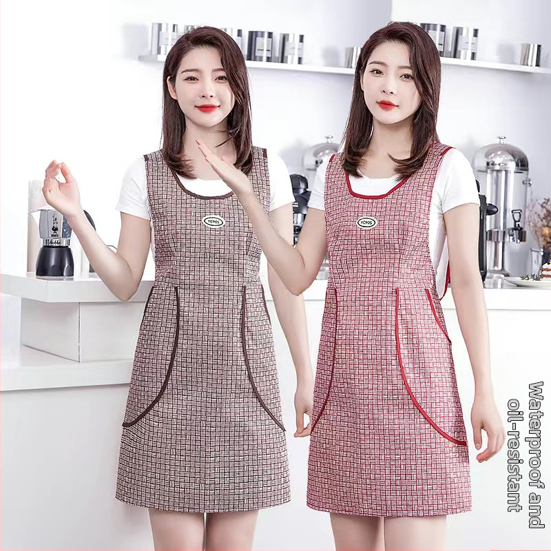 Жилетка в стил жилетка, нова престилка за кухня, водоустойчива и маслоустойчива работна рокля, кетъринг, жени в корейски стил, красива талия