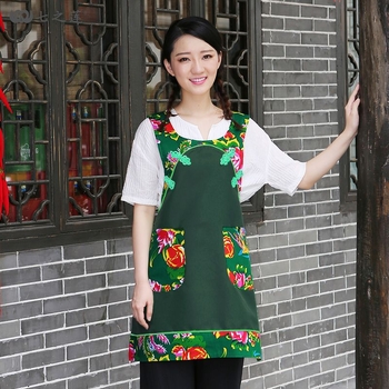 C25Z Ποδιά ρετρό έθνικ στυλ για γυναίκες, ειδική κουζίνα, τραπεζαρία, βορειοανατολικά, φλοράλ print, ποδιά μέσης εστιατορίου